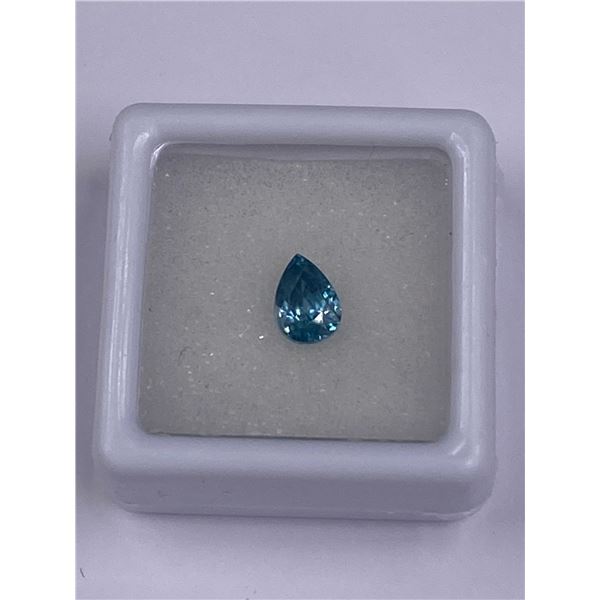 RARE BLUE ZIRCON (NOT CZ) 1.63CT, 7.20 X 5.10 X 4.50MM, PEAR CUT, VVS EYE CLEAN CLARITY, CAMBODIA,