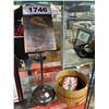 Image 1 : METAL DISPLAY STAND WITH WICKER BASKET & CONTENTS