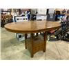 Image 1 : DARK OAK PEDESTAL BASED BAR HEIGHT TABLE WITH LEAF 60 X 42"