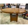 Image 2 : DARK OAK PEDESTAL BASED BAR HEIGHT TABLE WITH LEAF 60 X 42"