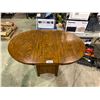 Image 3 : DARK OAK PEDESTAL BASED BAR HEIGHT TABLE WITH LEAF 60 X 42"