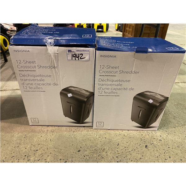 2 INSIGNIA 12 SHEET CROSS-CUTTING SHREDDERS