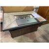 Image 1 : OUTDOOR FIREPIT TABLE 33" X 51.5" DAMAGED CORNER, MISSING ROCKS