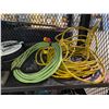Image 2 : ASSORTED EXTENSION CORDS, CORD REEL, MEASURING TOOL, & MORE