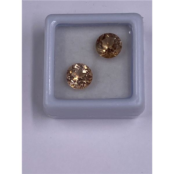 IMPERIAL TOPAZ PAIR 4.39CT, 8 X 5MM, ROUND CUT, IF LOUPE CLEAN CLARITY, BRAZIL, CVD