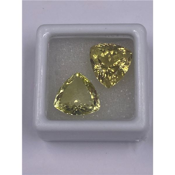 FACETED NATURAL CITRINE PAIR, 11.65CT, 12.20 X 9MM, TRILLION MASTER CUT, VVS CLARITY, BRAZIL,