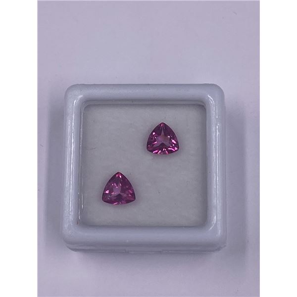 PINK TOPAZ PAIR CALIBRATED FOR EARRINGS 1.67CT, 6.01 X 6.00 X 3.59MM, TRILLION CUT, VVS CLARITY,