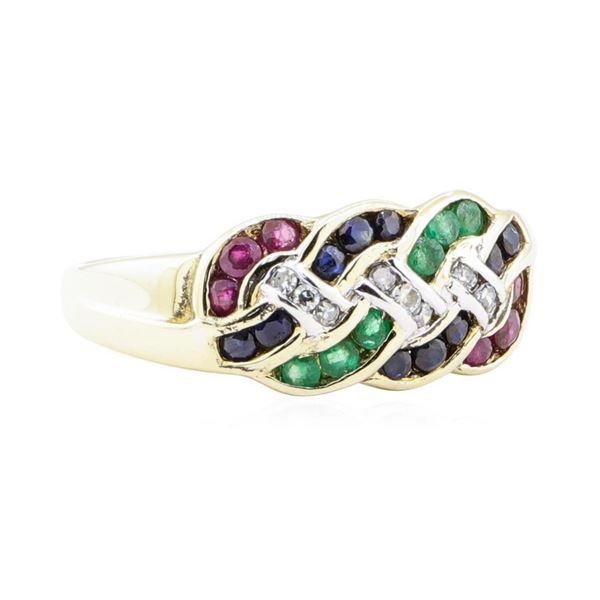 1.38 ctw Multi-colored Gemstone Ring - 14KT Yellow Gold