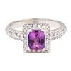 Image 2 : 1.78 ctw Rectangular Cushion Mixed Purple Sapphire And Round Brilliant Cut Diamo