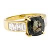 Image 1 : 6.62 ctw Square Cushion Mixed Color Change Sapphire And Emerald Cut Diamond Ring