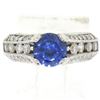 Image 3 : 14k White Gold 2.50 ctw FINE Tanzanite Solitaire Round Diamond Open Milgrain Rin