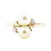 Image 2 : 0.08 ctw Diamond and 7mm Round Cultured Pearl Ring - 14KT Yellow Gold