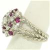 Image 3 : 14K White Gold 2.10 ctw Diamond & Ruby Cluster Daisy Twisted Wire Cocktail Ring