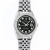 Image 2 : Rolex Mens 36 Stainless Steel Black String Diamond 36MM Oyster Perpetaul Datejus