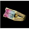 Image 1 : 4.10 ctw Tourmaline And Diamond Ring - 18KT Yellow Gold