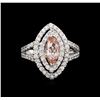 Image 2 : 14KT White Gold 1.20 ctw Morganite and Diamond Ring