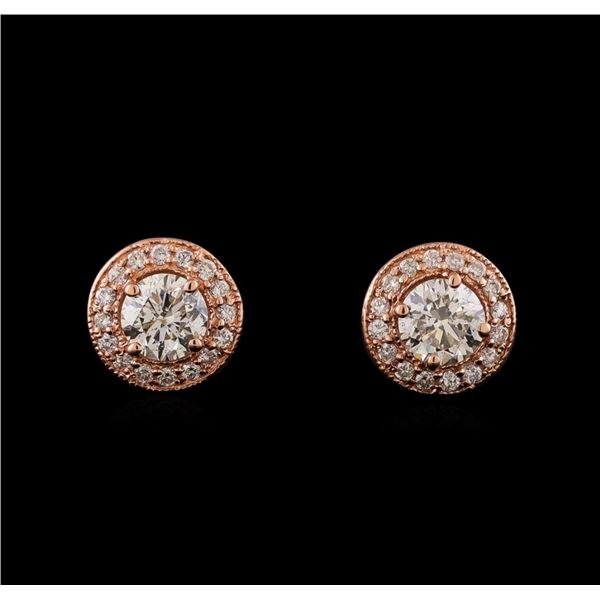 1.36 ctw Diamond Earrings - 14KT Rose Gold