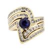 Image 2 : 1.97 ctw Sapphire and Diamond Ring - 14KT Yellow Gold