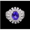 Image 2 : 14KT White Gold 2.71 ctw Tanzanite and Diamond Ring