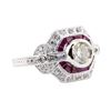 Image 2 : 2.24 ctw Diamond and Ruby Ring - Platinum