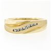 Image 1 : Mens 14k Yellow Gold .18 ctw Round Diamond Wavy Channel Matte & Polished Band Ri