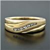 Image 2 : Mens 14k Yellow Gold .18 ctw Round Diamond Wavy Channel Matte & Polished Band Ri