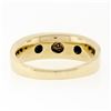 Image 8 : Mens 14k Yellow Gold .18 ctw Round Diamond Wavy Channel Matte & Polished Band Ri