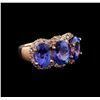 Image 1 : 7.62 ctw Tanzanite and Diamond Ring - 14KT Rose Gold