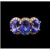 Image 2 : 7.62 ctw Tanzanite and Diamond Ring - 14KT Rose Gold