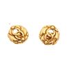 Image 1 : Chanel Vintage Gold CC Logo Round Clip On Earrings