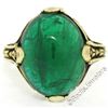 Image 1 : 14K Yellow Gold 10.03 ctw GIA Oval Cabochon VERY Fine Green Emerald Ring