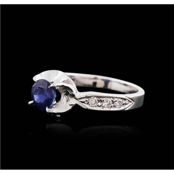 14KT White Gold 1.09 ctw Sapphire and Diamond Ring