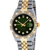 Image 2 : Rolex Mens 2 Tone Green Vignette Pyramid Diamond 36MM Datejust Wristwatch