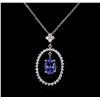 Image 1 : 2.00 ctw Tanzanite and Diamond Pendant With Chain - 14KT White Gold