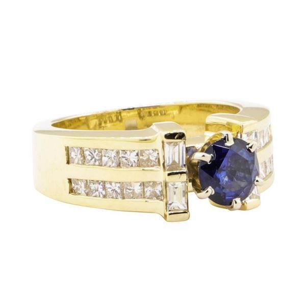 2.05 ctw Blue Sapphire And Diamond Ring - 14KT Yellow Gold