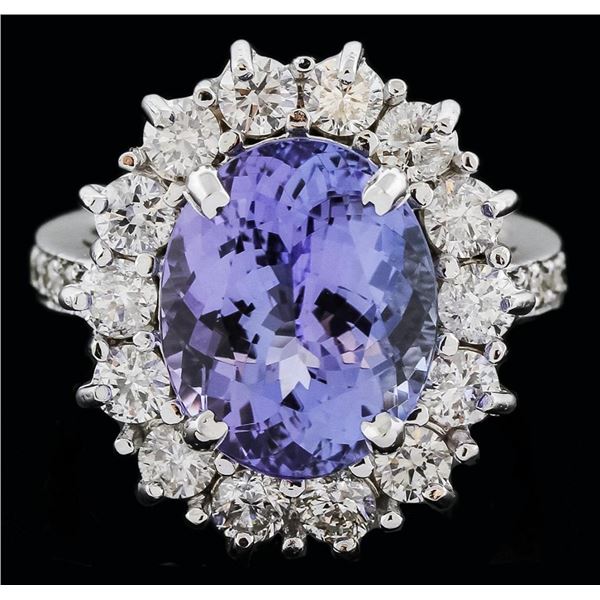 14KT White Gold 7.59 ctw Tanzanite and Diamond Ring