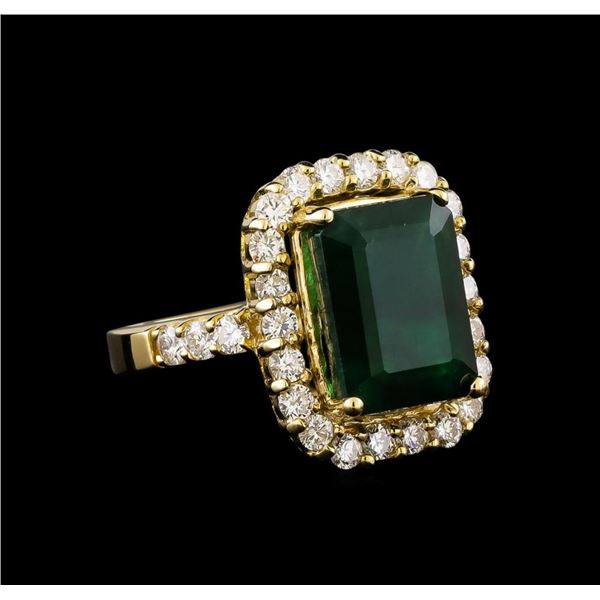 14KT Yellow Gold 6.96 ctw Emerald and Diamond Ring