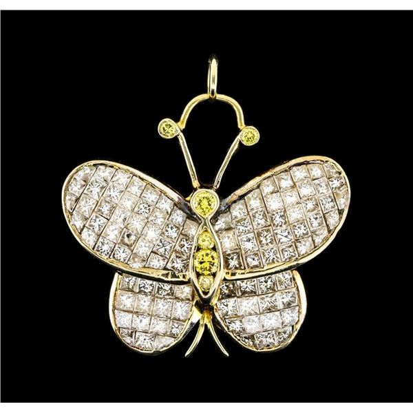 7.00 ctw Diamond Butterfly Pendant - 18KT Yellow Gold