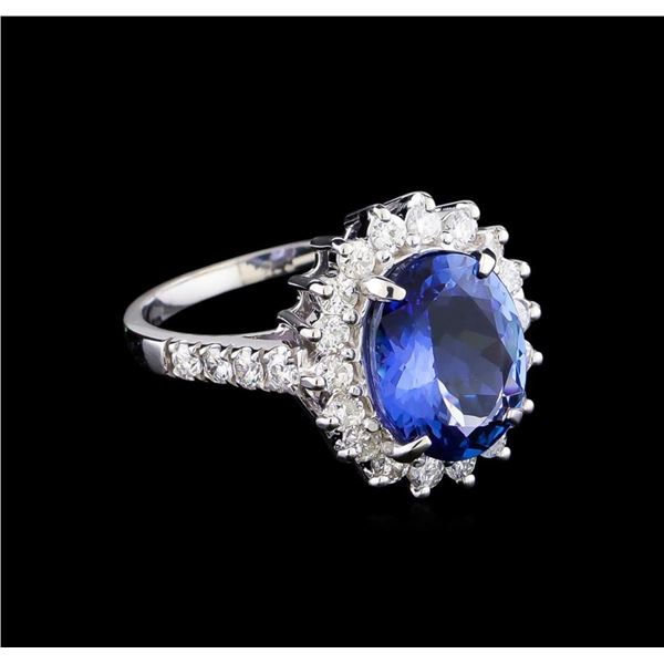 3.40 ctw Tanzanite and Diamond Ring - 14KT White Gold