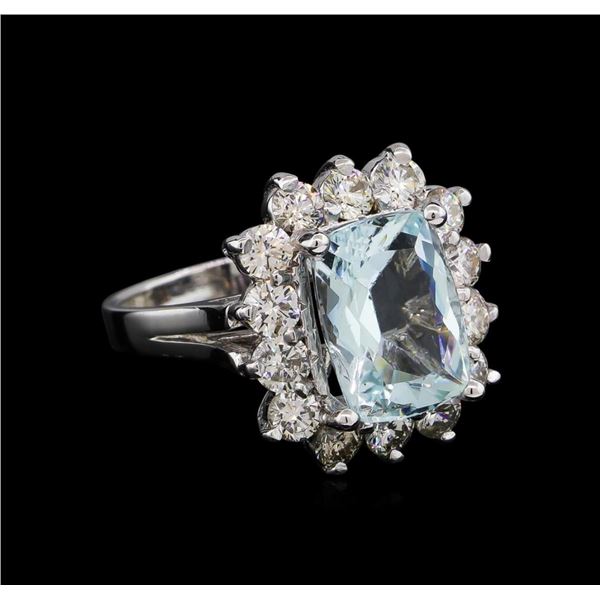 14KT White Gold 3.96 ctw Aquamarine and Diamond Ring