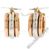 Image 3 : New 14kt Rose & White Gold Triple Puffed Tube Round Hoop Earrings