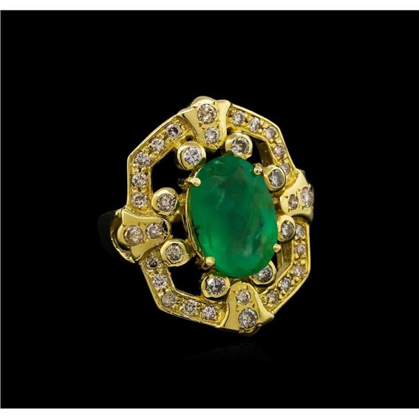 14KT Yellow Gold 3.73 ctw Emerald and Diamond Ring