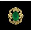 Image 2 : 14KT Yellow Gold 3.73 ctw Emerald and Diamond Ring