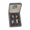 Image 1 : Sterling Silver and 14KT gold James Reid Indian Face Shirt Studs with Rubys