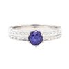 Image 2 : 0.95 ctw Sapphire And Diamond Ring - 18KT White Gold