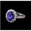 Image 1 : 3.27 ctw Tanzanite and Diamond Ring - 14KT White Gold