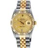 Image 2 : Rolex Mens 2 Tone Champagne Diamond Pyramid Bezel Datejust Wristwatch