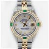 Image 1 : Rolex Ladies 2 Tone MOP Diamond & Emerald Datejust Wristwatch