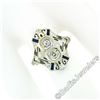 Image 3 : Art Deco 18kt White Gold Euro Cut Diamond & Sapphire Filigree Dinner Ring