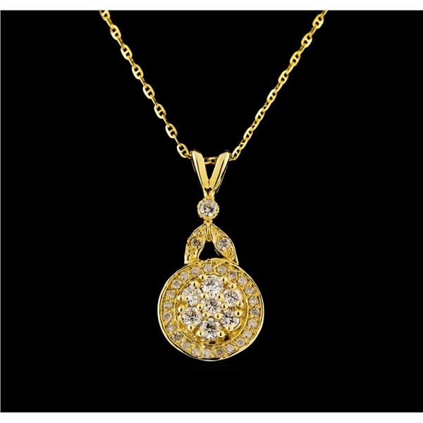 14KT Yellow Gold 0.37 ctw Diamond Pendant With Chain